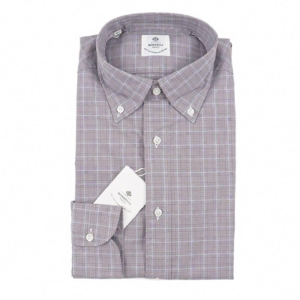 NEW LUIGI BORRELLI NAPOLI men's regular-fit cotton dress shirt in blue